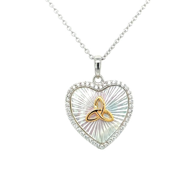 Sterling Silver Dia/Cut Pearl Trinity CZ Pendant