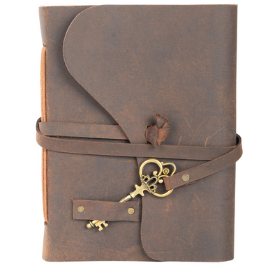 Vintage Leather Journal with Key 5" x 7"