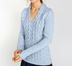 Wool Cashmere V-Neck Cable Pullover Sweater