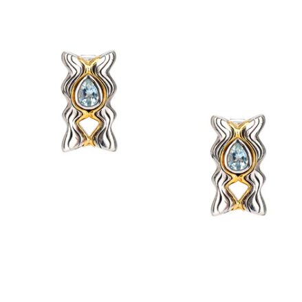 S/sil Rhodium + 10k Blue Topaz Rocks 'n Rivers Stud Earring