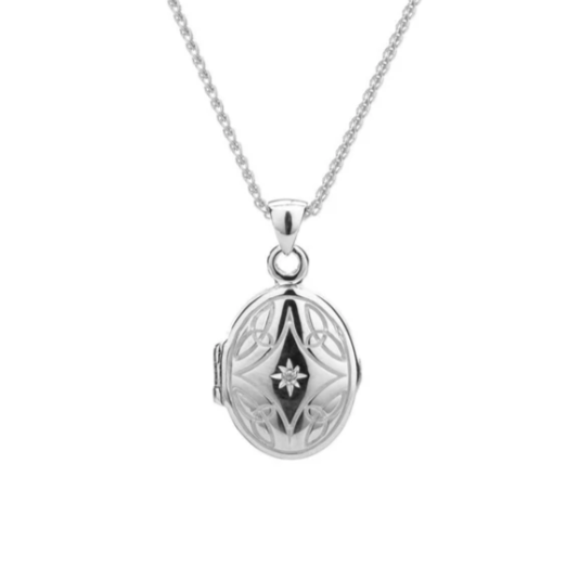 S/sil + 22k Gilded Diamond Set Small Locket