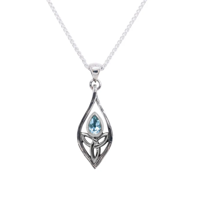 S/sil Guardian Angel Blue Topaz Pendant Small