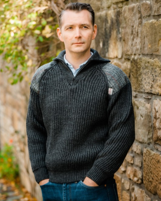 Men's Raglan Quarter Zip Wool Sweater With Harris Tweed® – The