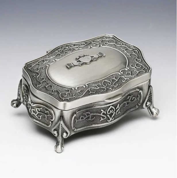 Irish Claddagh Pewter Jewelry Box – Handmade Gift
