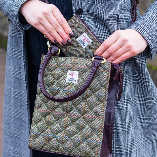 Harris Tweed® Quilted Mini Tote Bag – Classic Scottish Wool Handbag
