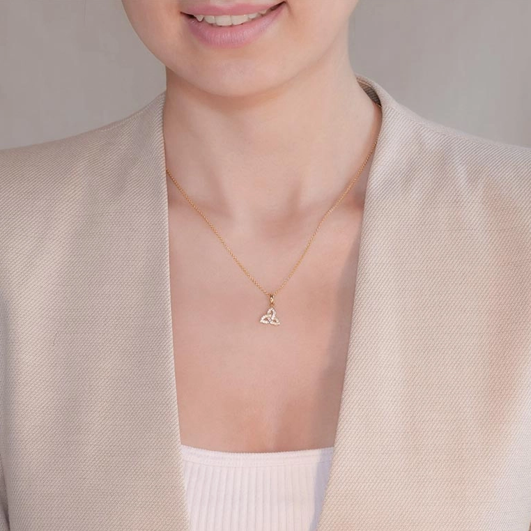 14k Gold Vermeil With Cubic Zirconia Trinity Knot Necklace