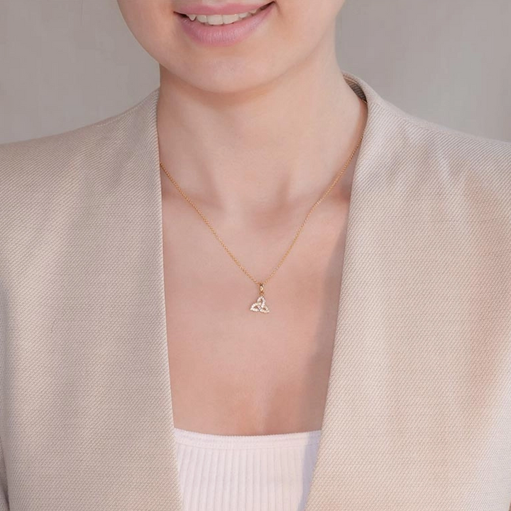 14k Gold Vermeil With Cubic Zirconia Trinity Knot Necklace