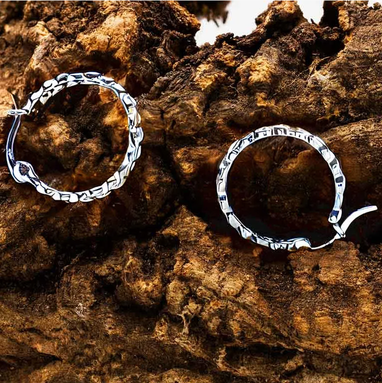 Sterling Silver Large Celtic Hoop Earrings