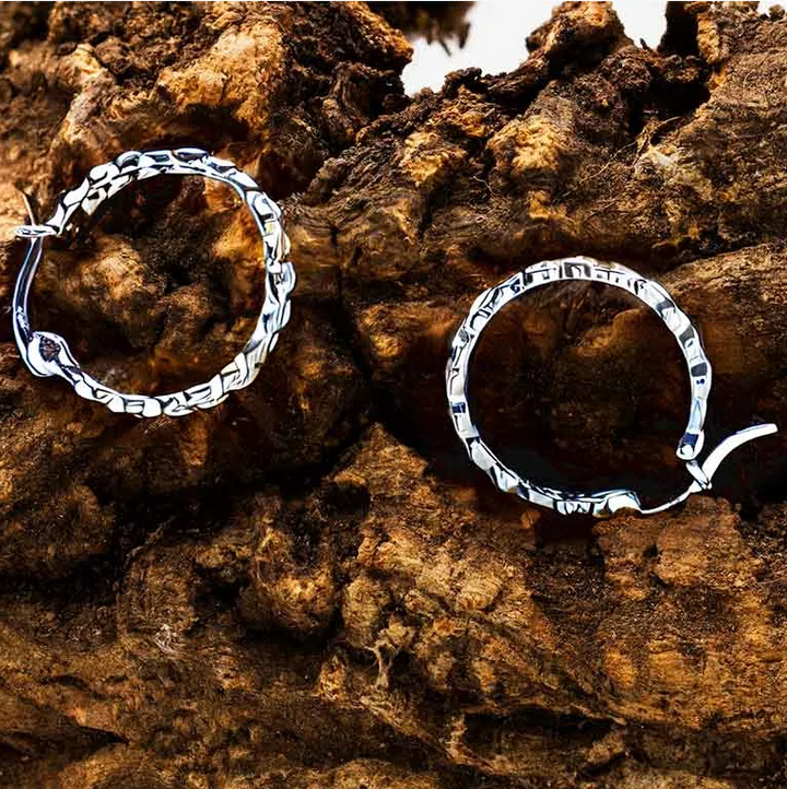 Sterling Silver Large Celtic Hoop Earrings