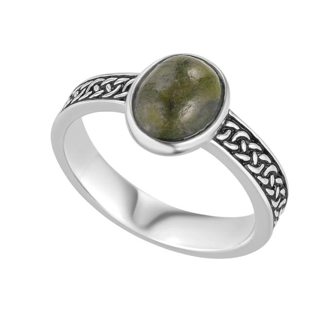 Sterling Silver Connemara Marble Celtic Knot Band