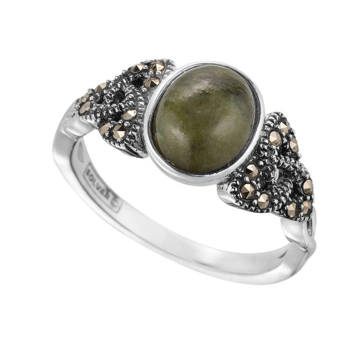 Sterling Silver Marble & Marcasite Trinity Knot Ring