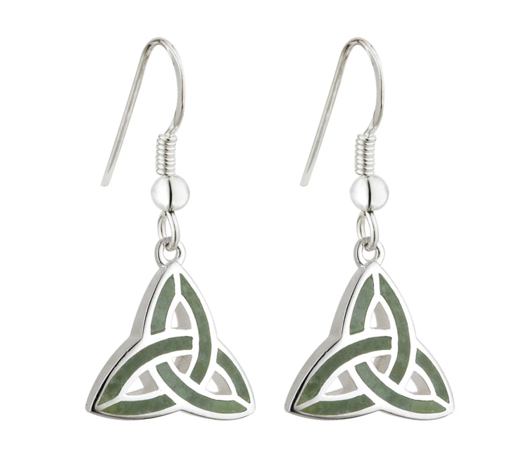 Silver Connemara Marble Trinity Knot
