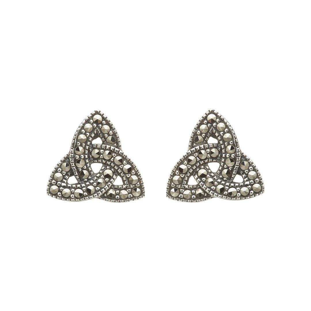 Sterling Silver Marcasite Trinity Stud Earrings