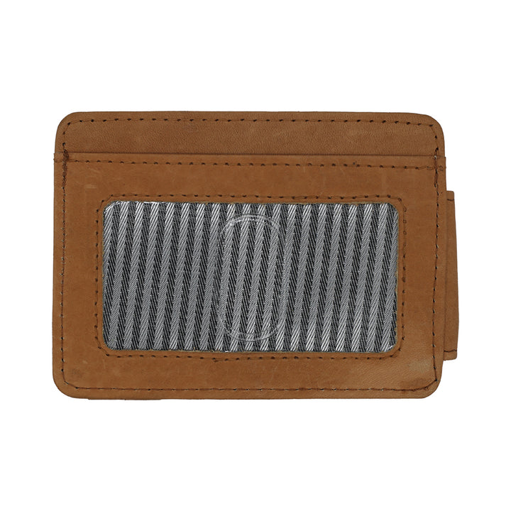 Leather Magnetic Money Clip with Card Holder and ID window