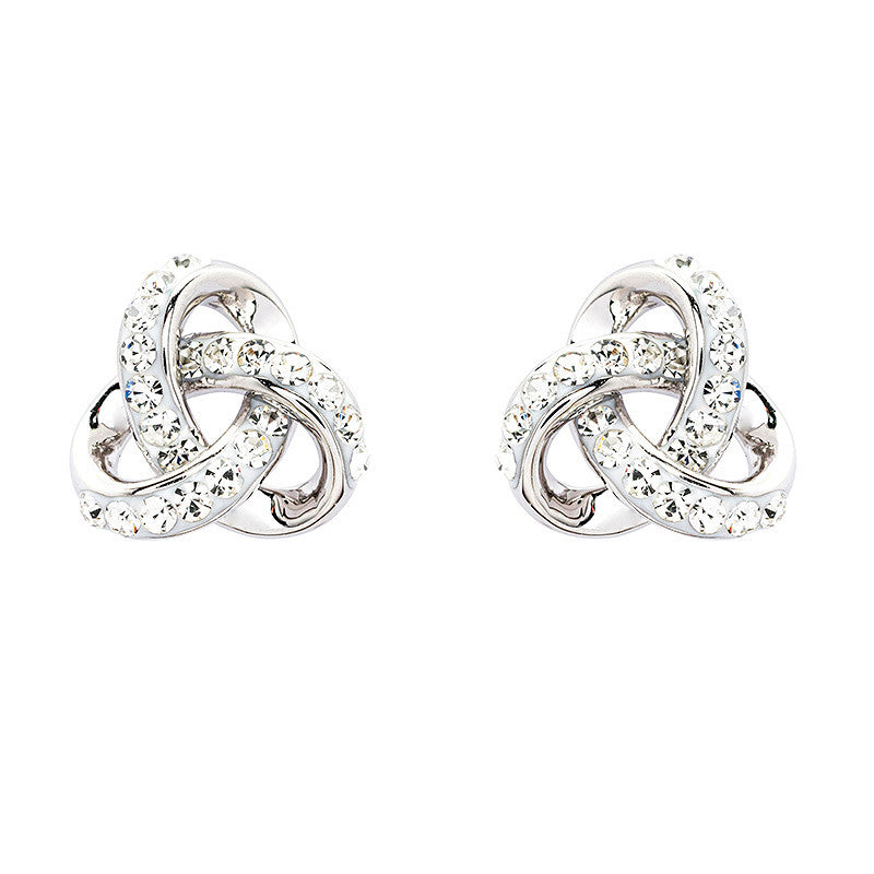 Platinum Plated Trinity Crystal Earrings