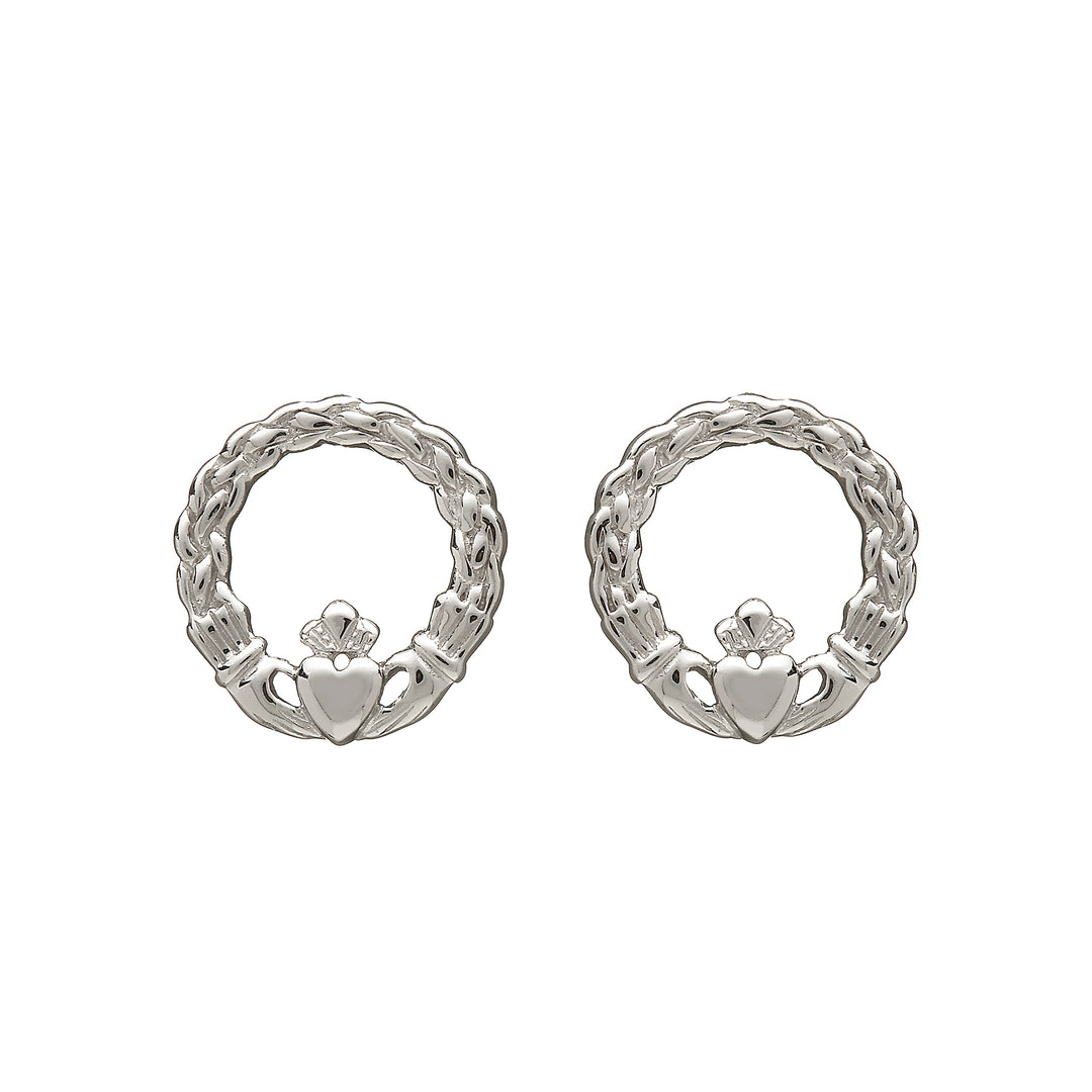 Sterling Silver Celtic Claddagh Stud Earrings