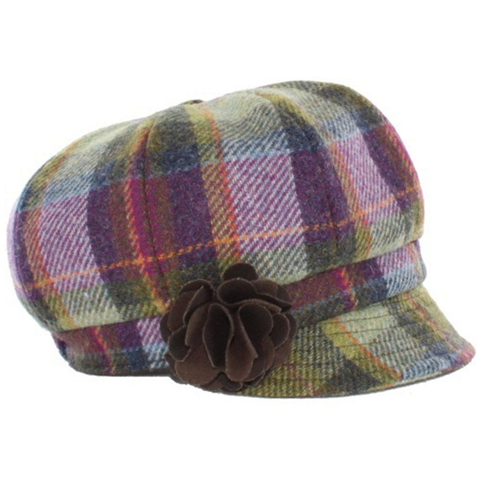designer flat caps / color 574-1 purple green multi plaid