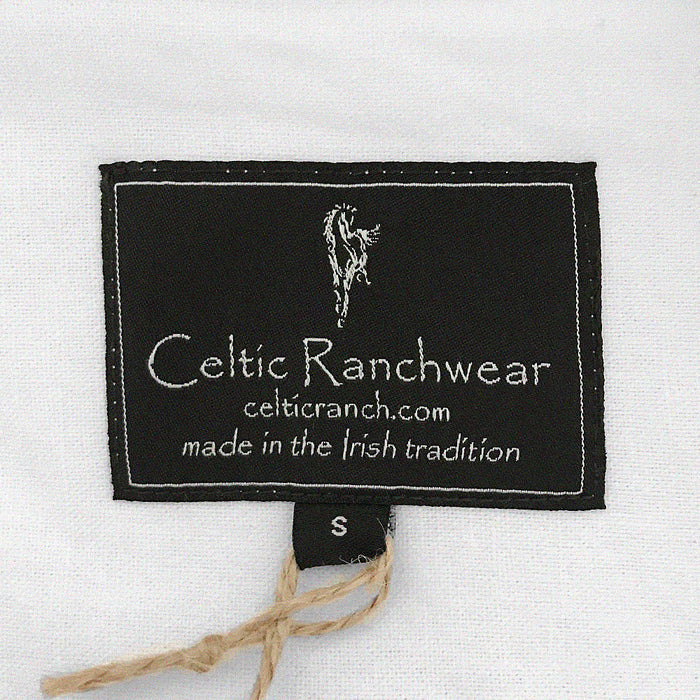 label of white grandfather shirt by celtic ranch