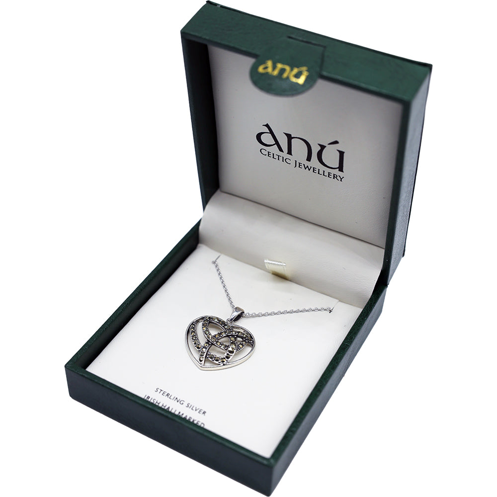 Sterling Silver Marcasite Celtic Heart Pendant