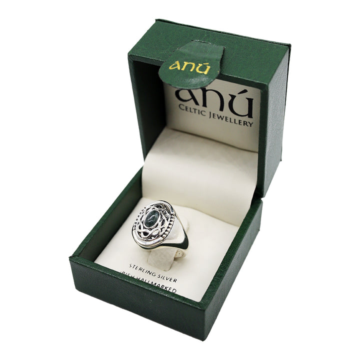 Sterling Silver Celtic Marble Signet Ring