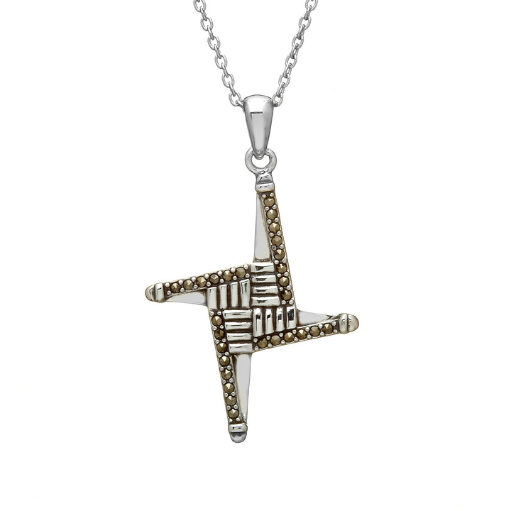 Sterling Silver Marcasite St. Bridget's Cross