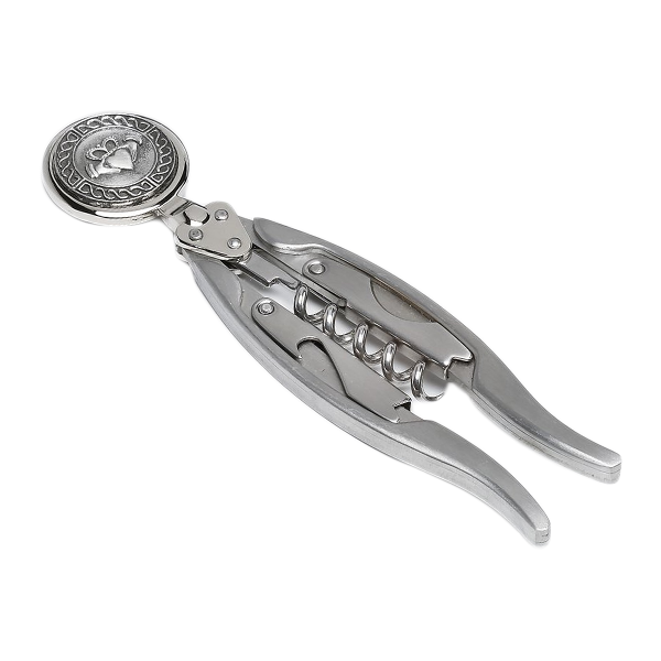 claddagh pewter corkscrew bottle opener by mullingar pewter