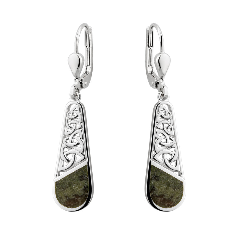 Connemara Marble Long Trinity Knot Earrings