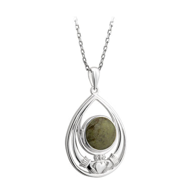 Connemara Marble (Sterling Silver) Claddagh Pendant