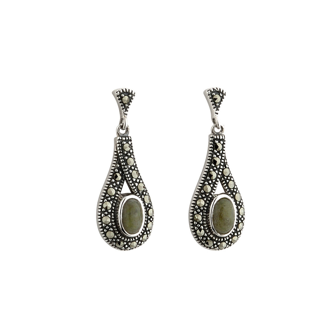 Connemara Marble (Sterling Silver) Marcasite Earrings