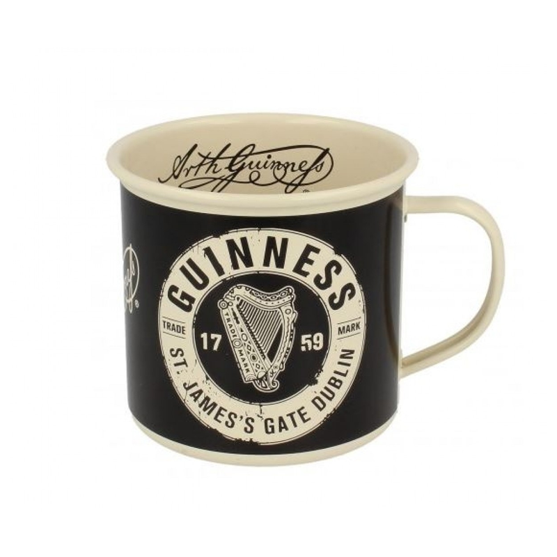 classic enamel black and cream mug by guinness