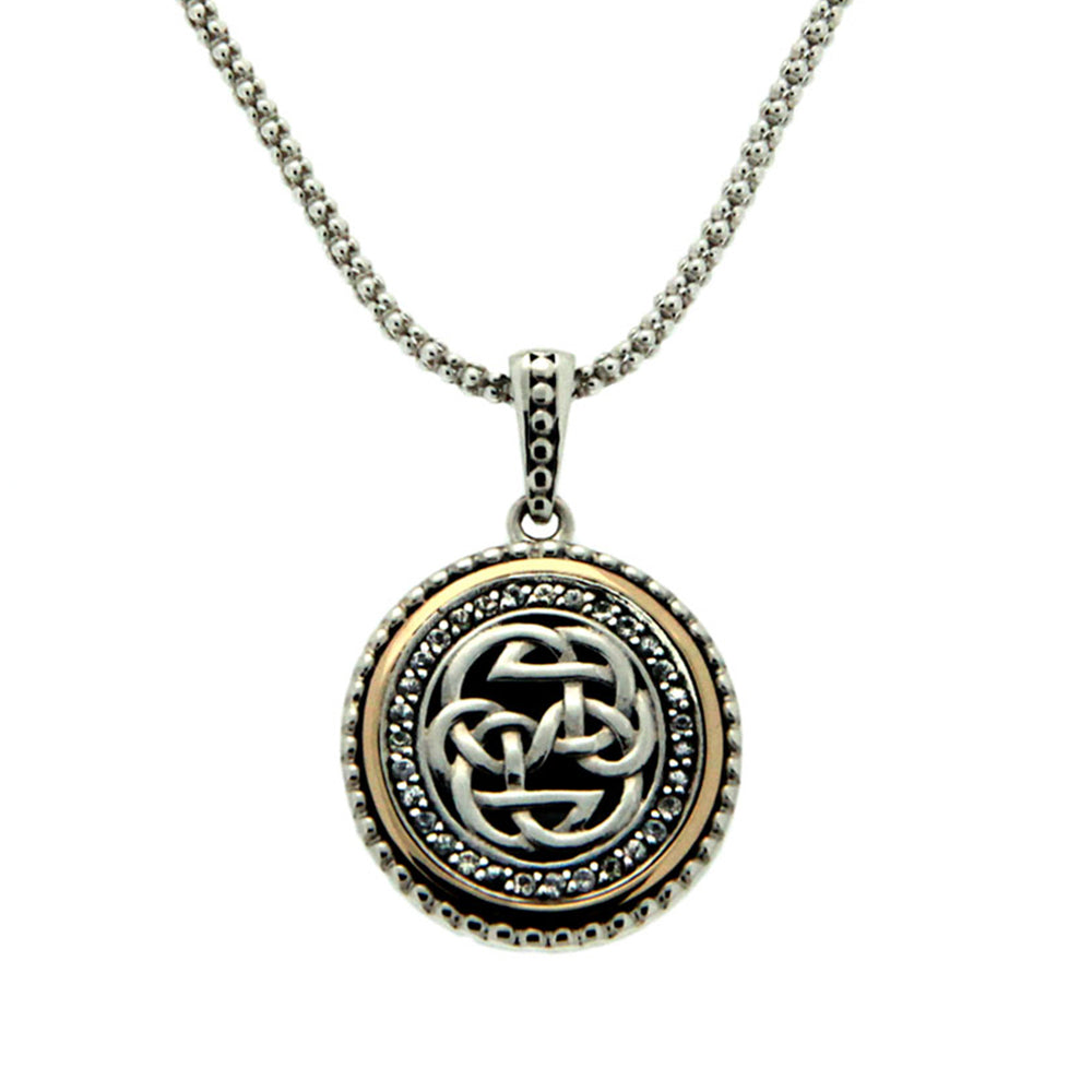10k yellow lewis knot oxidizied white sapphire pendant by keith jack