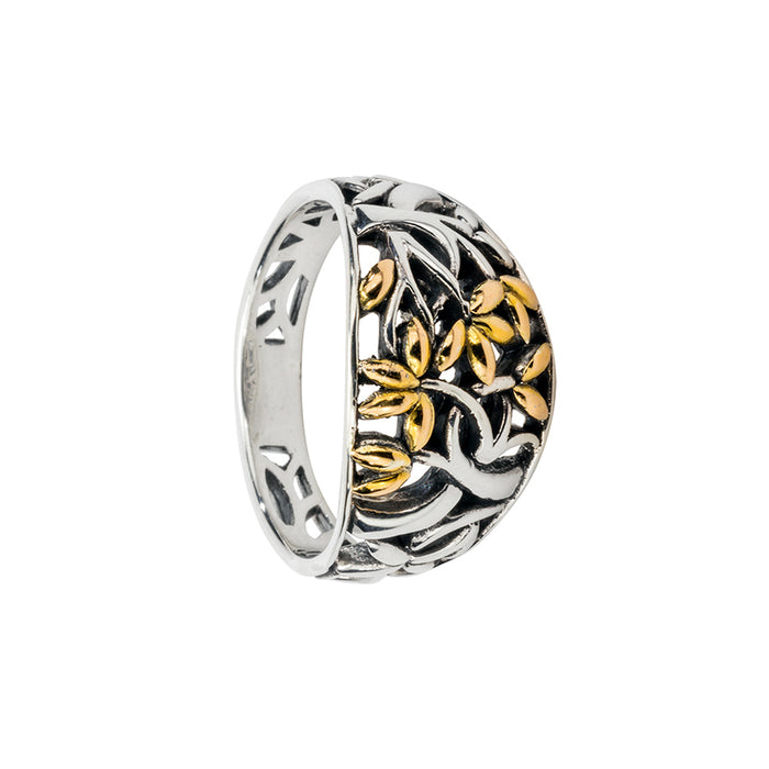 sterling silver and 18k gold tree of life ring by keith jack