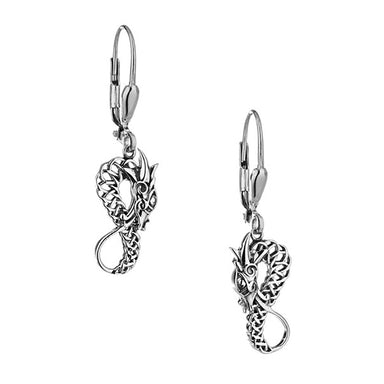 sterling silver black dragon leverback earrings by keith jack