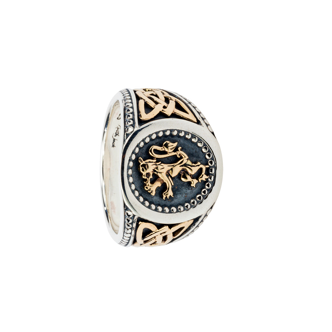 sterling silver and 10k yellow gold large lion rampart ring by keith jack