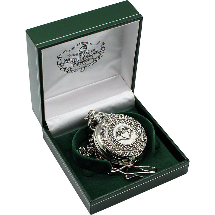 Pewter Mechanical Pocket Watch - Closed Face Open Back