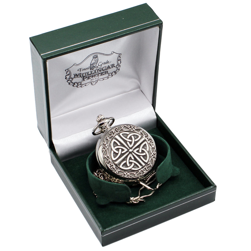 Pewter Mechanical Pocket Watch - Closed Face Open Back