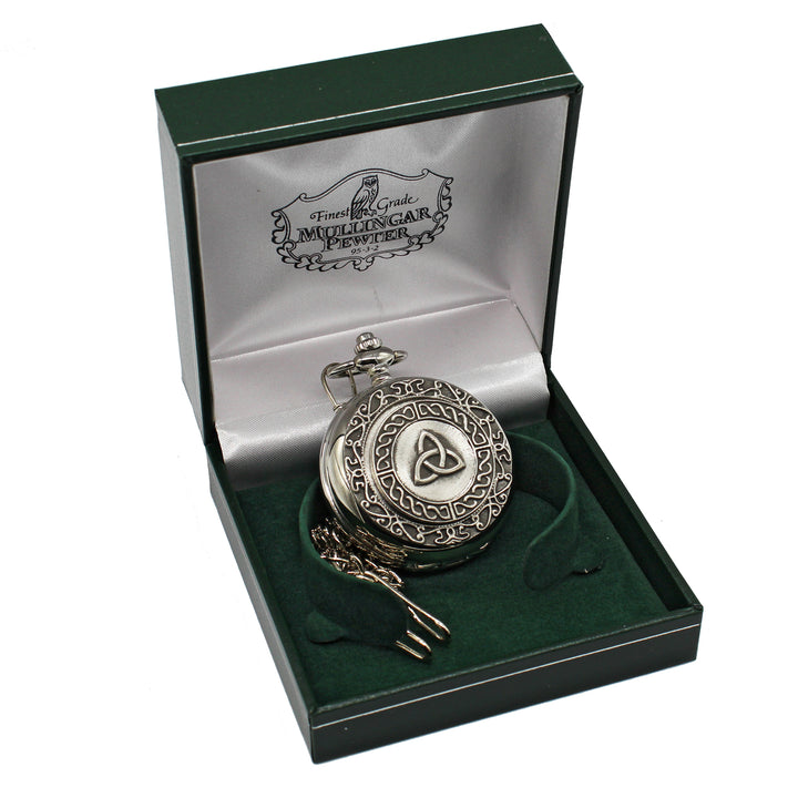 Pewter Mechanical Pocket Watch - Closed Face Open Back