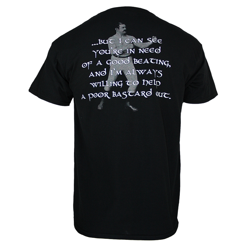 back of black pint tee