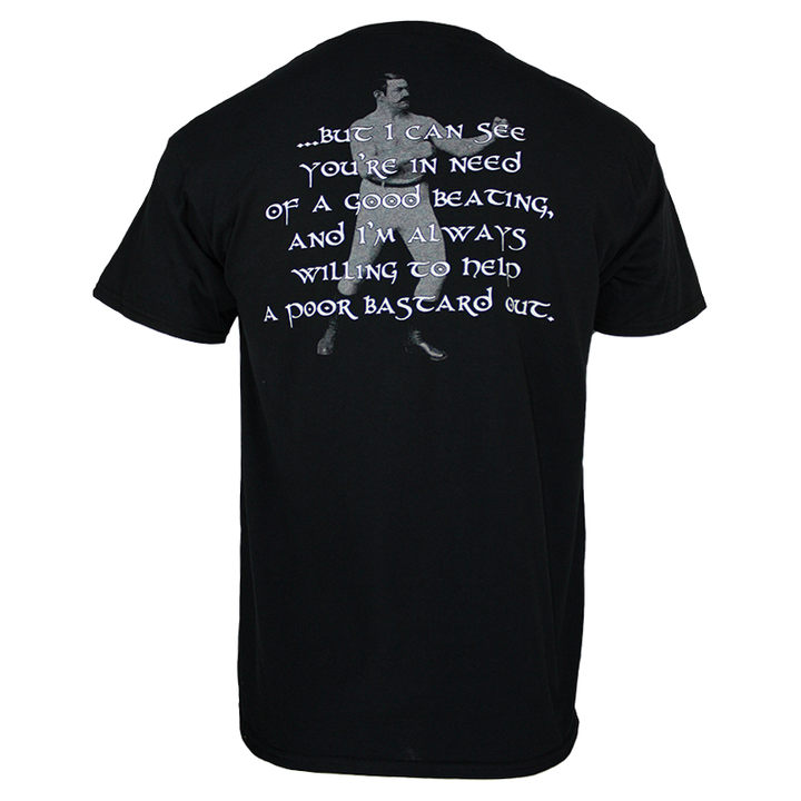 back of black pint tee