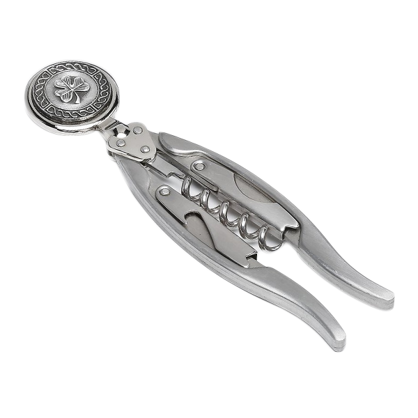 shamrock pewter corkscrew bottle opener by mullingar pewter