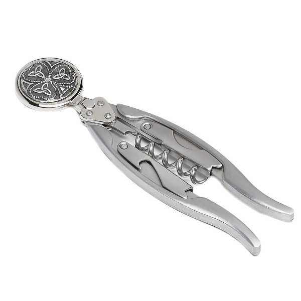 shamrock trinity pewter corkscrew bottle opener by mullingar pewter
