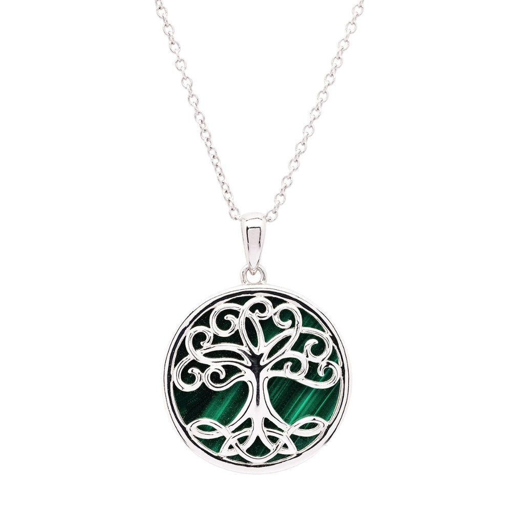 Sterling Silver Tree of Life with Malachite Pendant