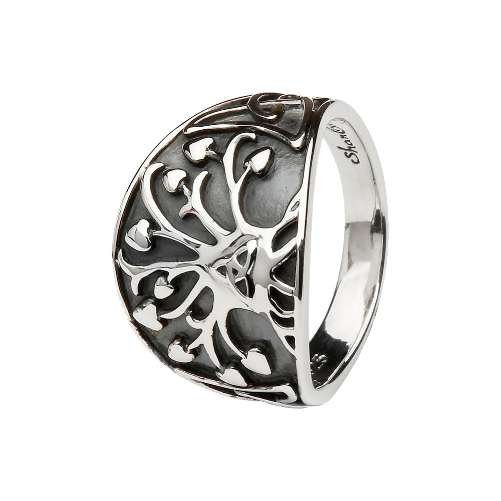 tree of life and trinity knot sterling silver ring by shanore