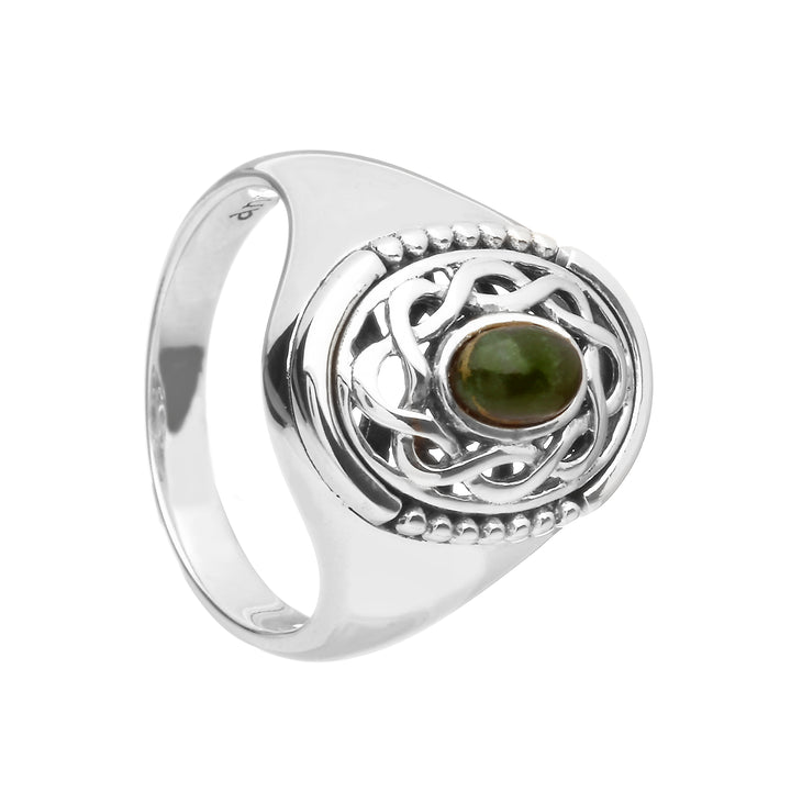 Sterling Silver Celtic Marble Signet Ring