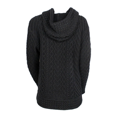 back of black side zip hoodie by west end knitwear