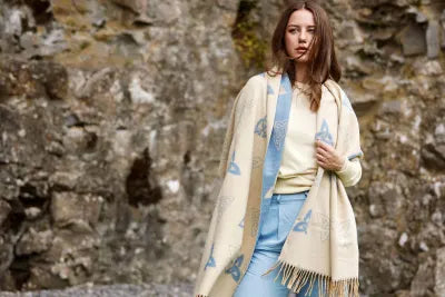 Celtic Jacquard Soft Scarf With Fringe Ends