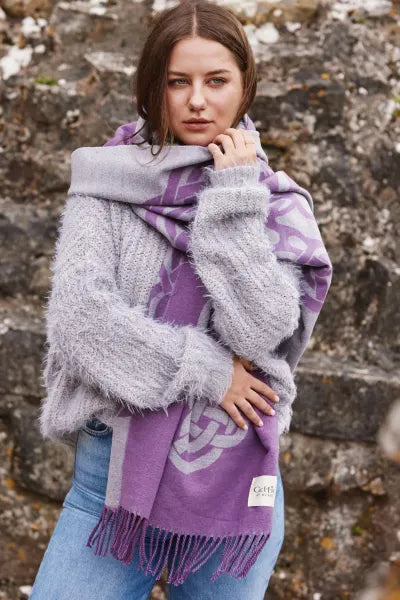Celtic Jacquard Soft Scarf With Fringe Ends