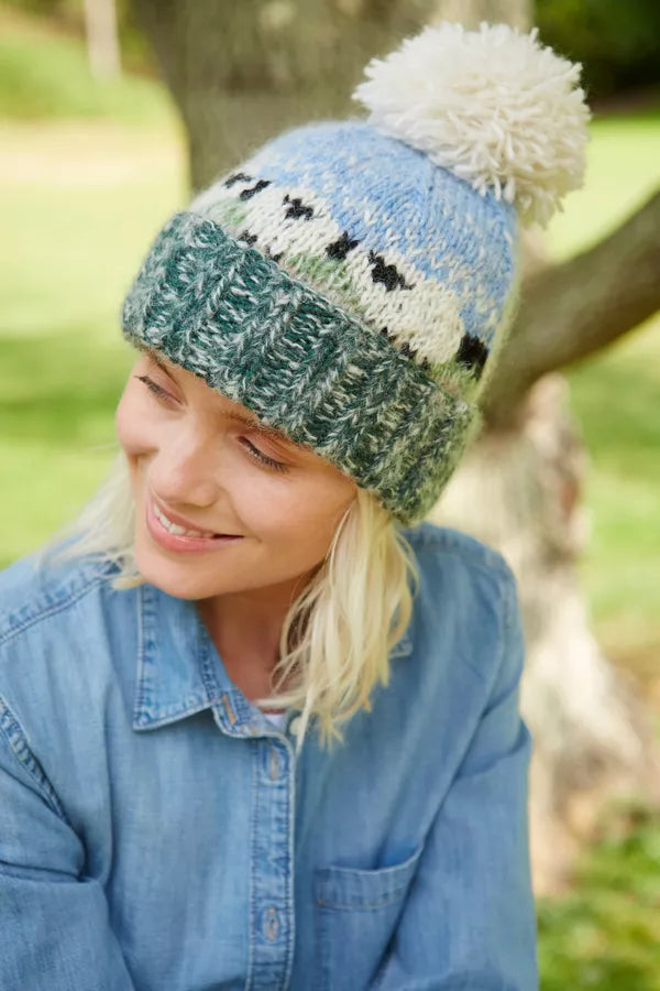 Hazy Sheep Bobble Beanie Sherpa Fleece