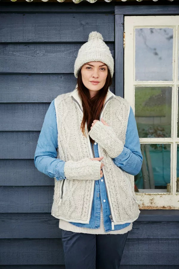 Hand-Knitted Wool Cable Bodywarmer Gilet