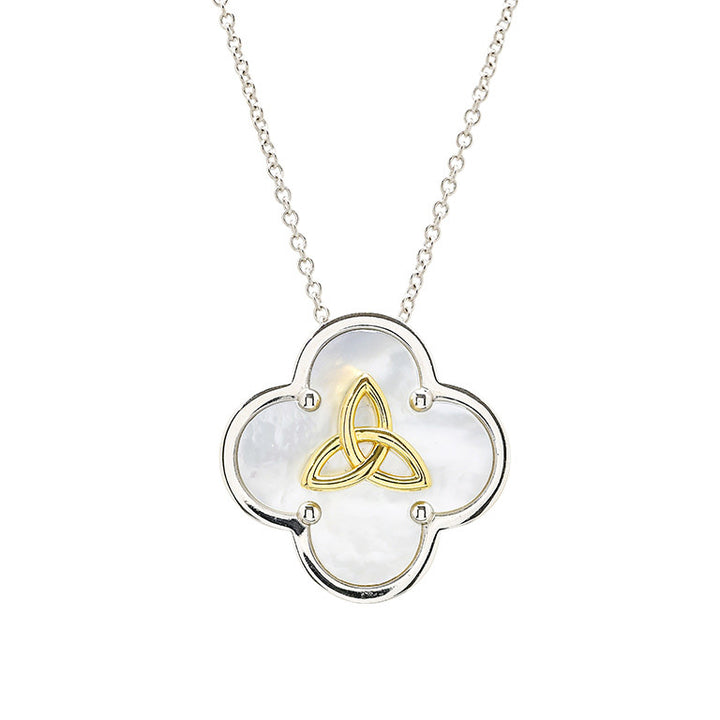 Sterling Silver Clover Trinity MOP Necklace